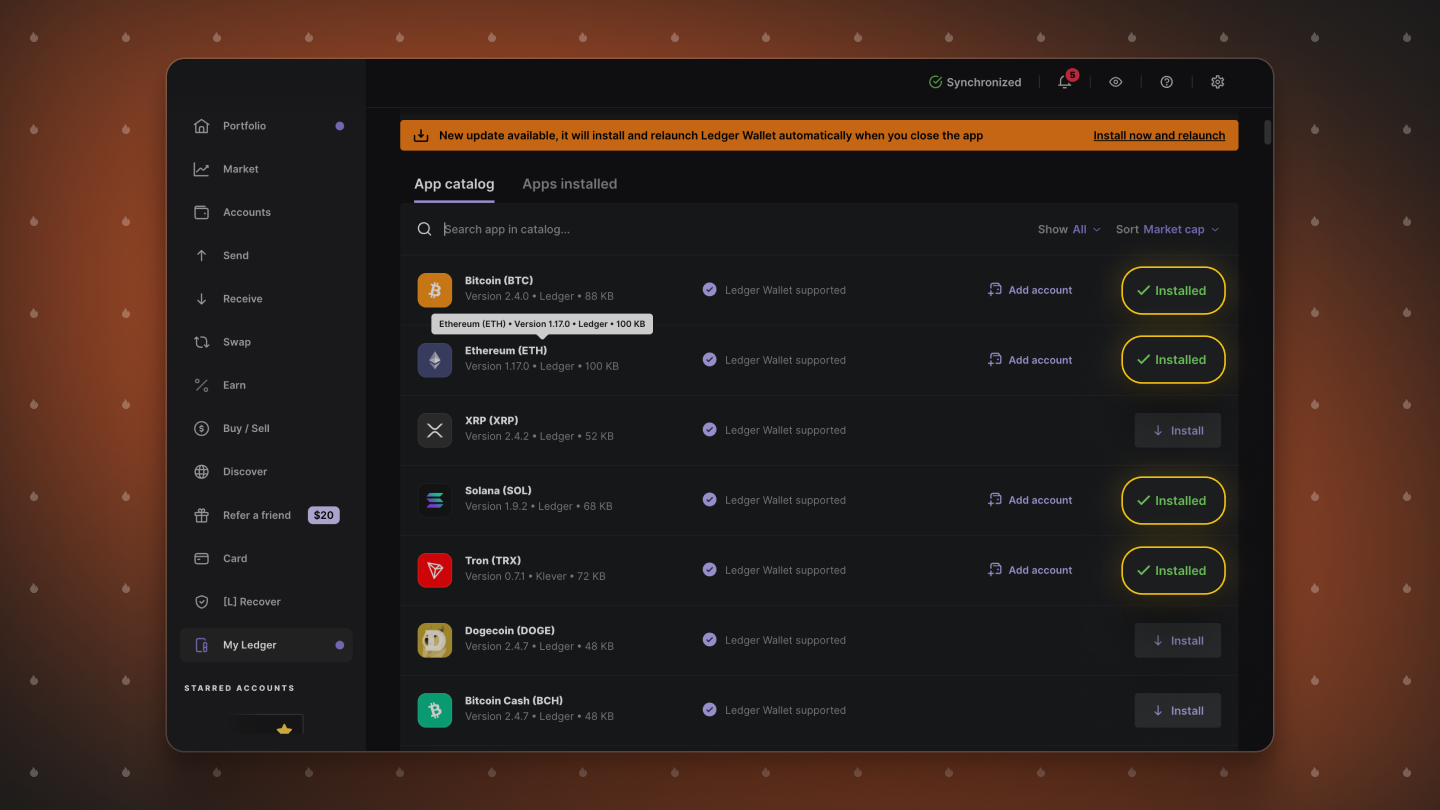 Выбор путей деривации в HOT Wallet при подключении Ledger: настройка аккаунтов для NEAR, Solana, TON, Ethereum.